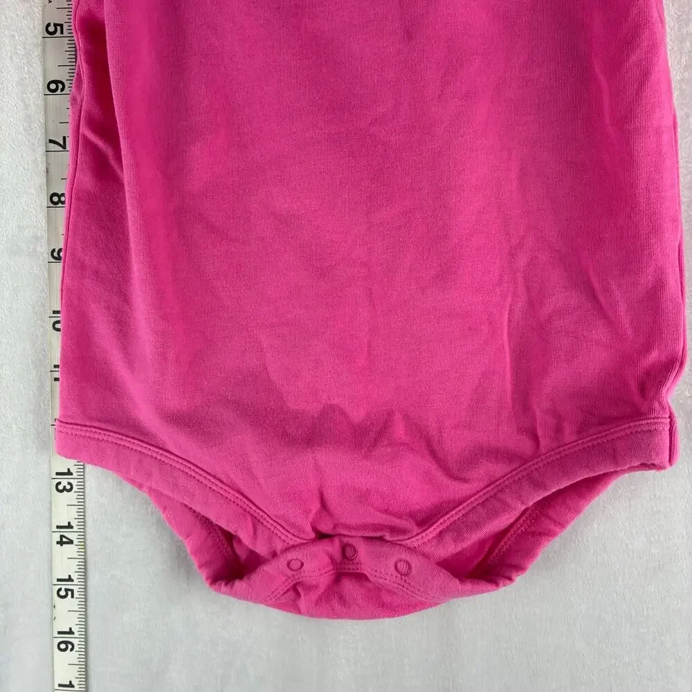 Faded Glory Bodysuit Onesie Baby Girls 24 Months Pink Lace Trim Floral Coquette